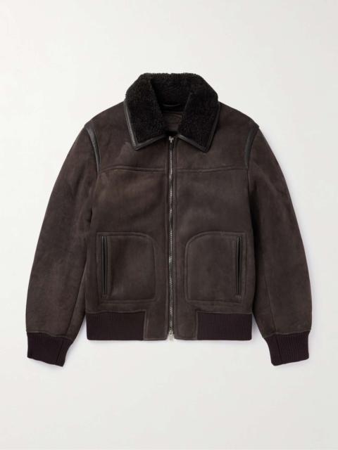 Leather-Trimmed Shearling Bomber Jacket