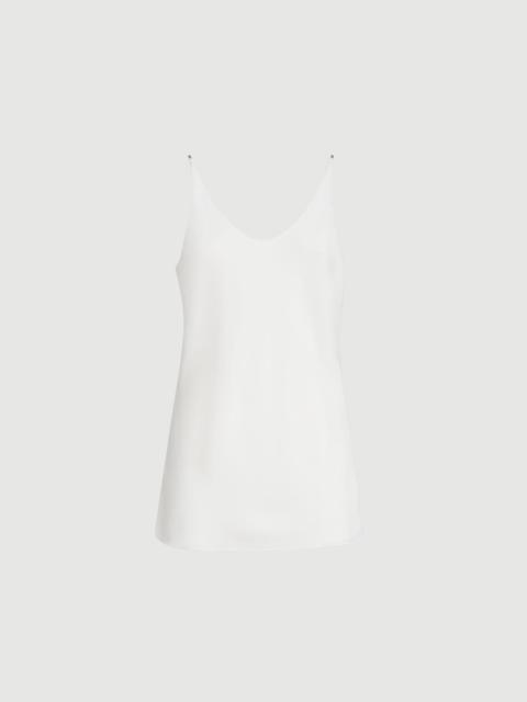 Brunello Cucinelli Sablé silk crêpe top with shiny strap