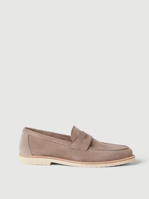Brunello Cucinelli Reversed calfskin lightweight penny loafers
