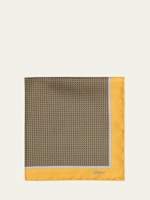 Brioni Men's Geometric Zig-Zag Silk Pocket Square
