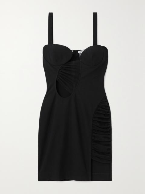 NENSI DOJAKA Paneled Cutout Stretch-crepe And Tulle Mini Dress