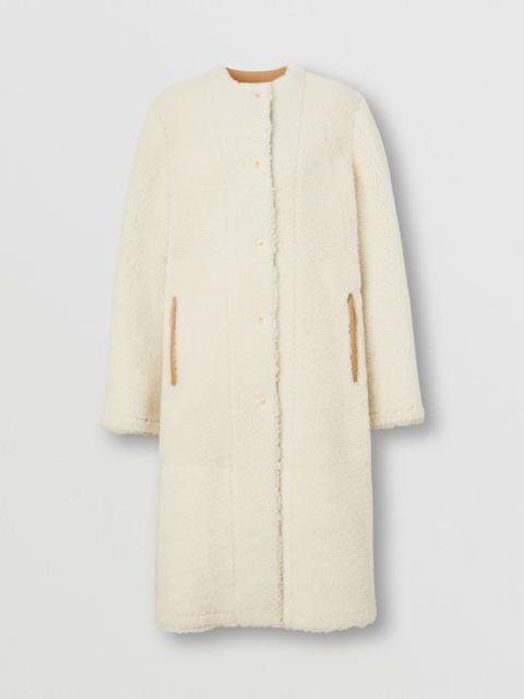 Reversible Shearling Collarless Coat