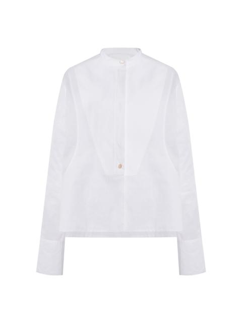 Jil Sander semi-sheer panelled 코튼 셔츠