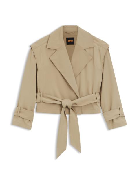 BOSS CROPPED TRENCH JACKET WITH BELT