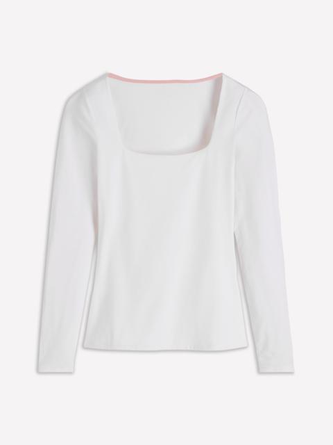 BODEN Double Layer Square Neck Top-White