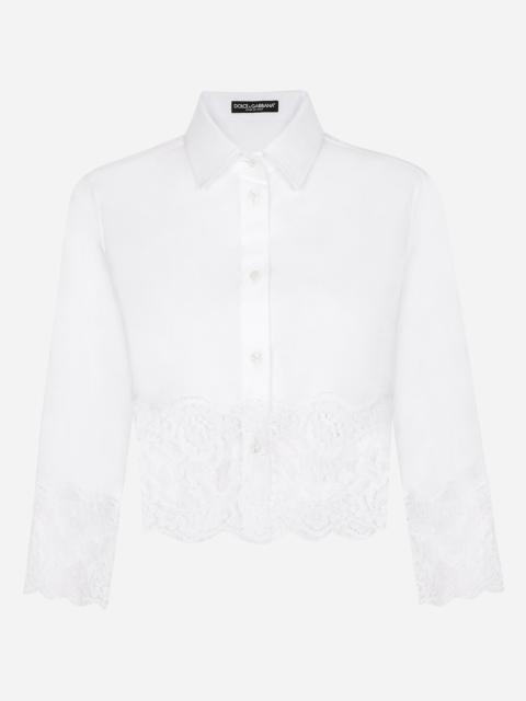Dolce & Gabbana Cropped poplin shirt with lace inserts