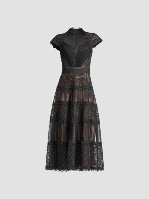TADASHI SHOJI Women's Boette Embroidered Cap-Sleeve Cocktail Dress - Black Beige