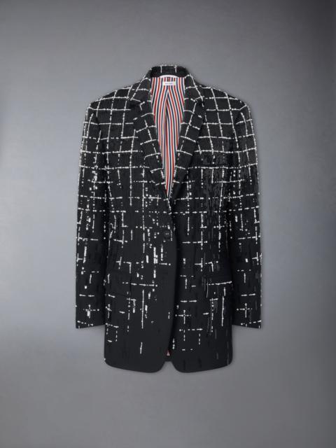 Thom Browne WINDOWPANE SEQUIN PEARL DEGRADE ELONGATED SPORTCOAT