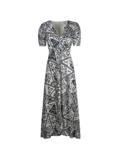 SALONI puff sleeve floral dress