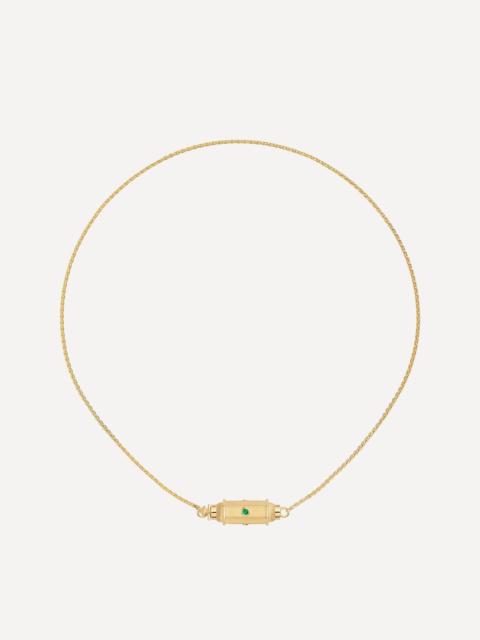MARIE LICHTENBERG 18ct Gold Emerald Cabochon Micro Coco Locket Necklace 42cm