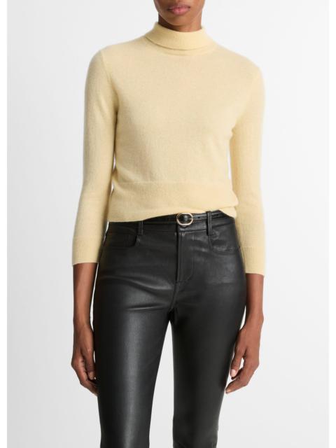 Vince Cashmere-Silk Three-Quarter-Sleeve Mock-Neck Sweater
