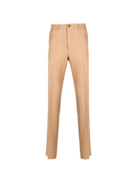 pressed-crease twill slim-fit trousers