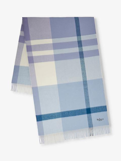 Mulberry Large-check merino-wool scarf