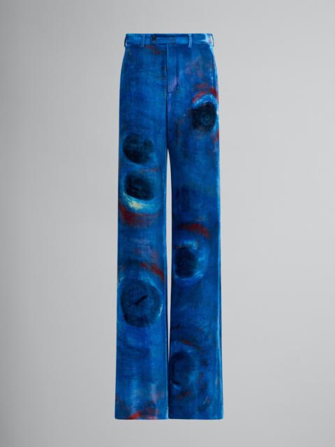 Marni VELVET TROUSERS WITH BUCHI BLU PRINT