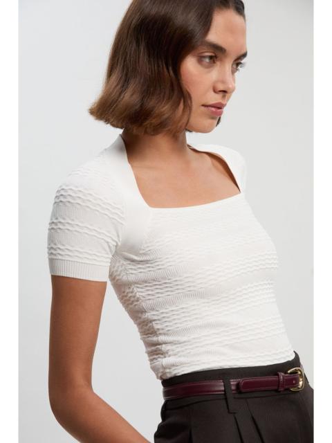 KAREN MILLEN Pointelle Stitch Detail Knit Top