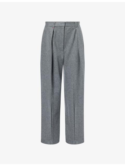 Victoria Beckham Pleated Wide-Leg Wool And Cashmere Trousers