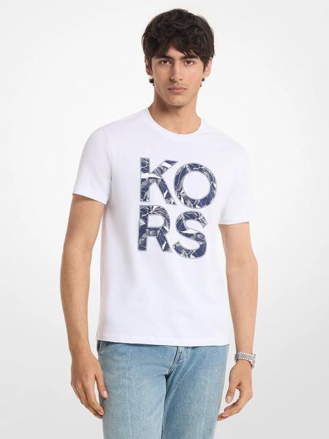 MICHAEL KORS Floral Print Logo Cotton T-Shirt
