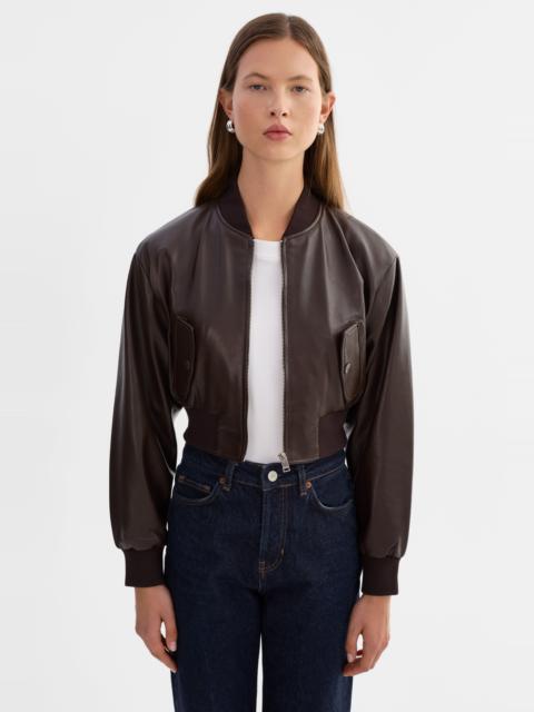 LAMARQUE EVELIN | Cropped Faux Leather Bomber Jacket