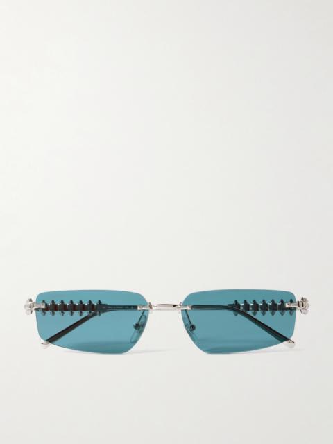 Cartier Clash De Cartier Rimless Rectangle-frame Silver-tone Sunglasses
