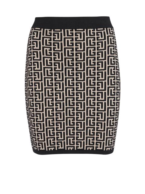 Balmain Monogrammed knit skirt