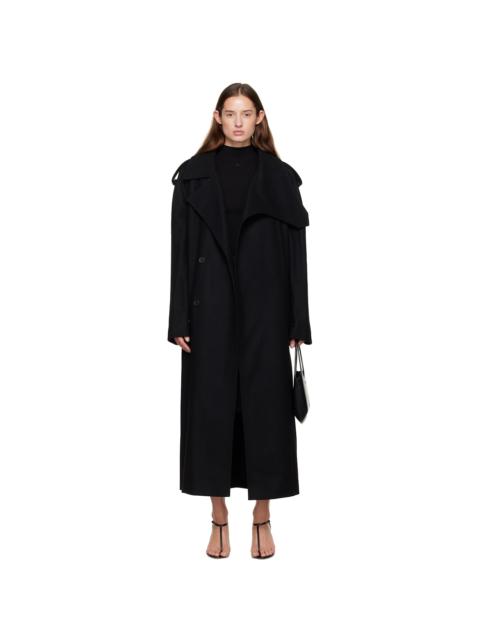 courrèges Black Oblique Wool Trench Coat