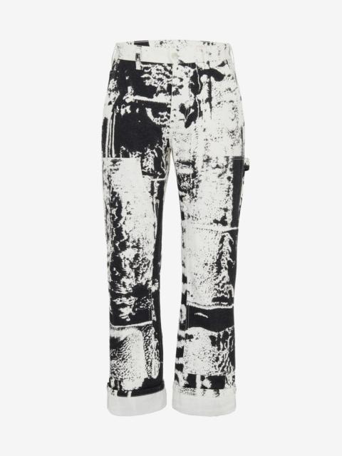 Alexander McQueen Men's Fold Workwear Jeans in Black/white
