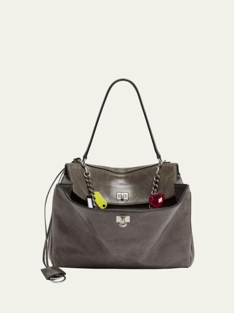 BALENCIAGA Rodeo Medium Leather Top-Handle Bag with Charms