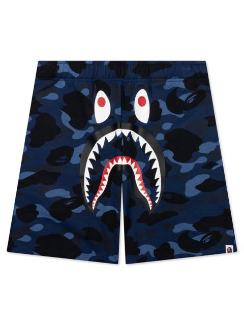 COLOR CAMO SHARK SWEAT SHORTS - NAVY