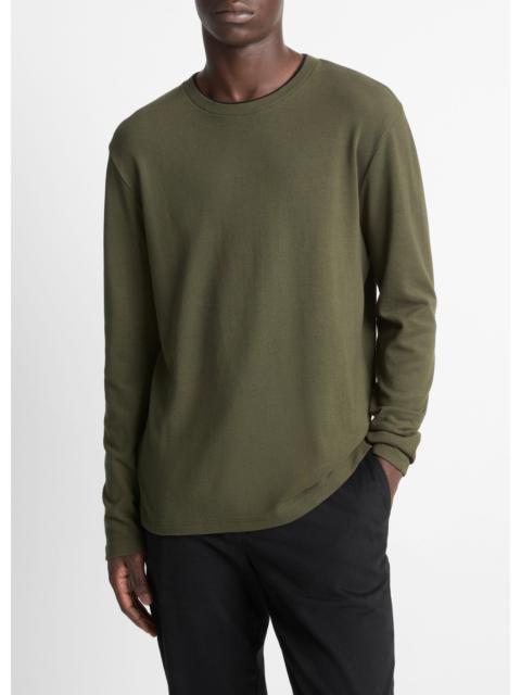 Vince Micro-Waffle Pima Cotton Double-Collar Long-Sleeve T-Shirt