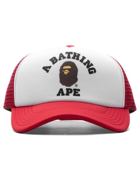 A BATHING APE® COLLEGE MESH CAP - RED
