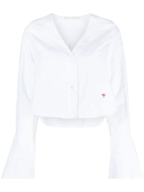 Palm Angels flute-sleeves cropped cotton shirt