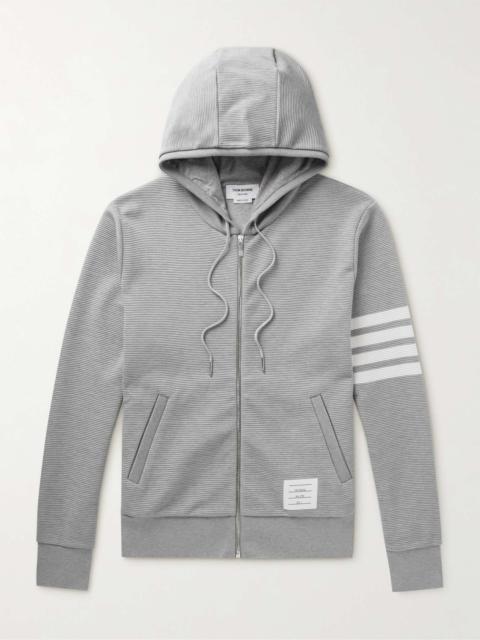 Striped Ribbed Cotton-Jersey Zip-Up Hoodie