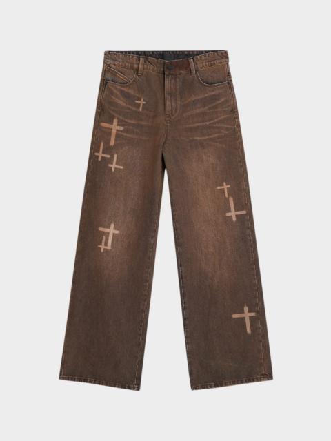 RTA Men's Cross Graphic Wide-Leg Jeans