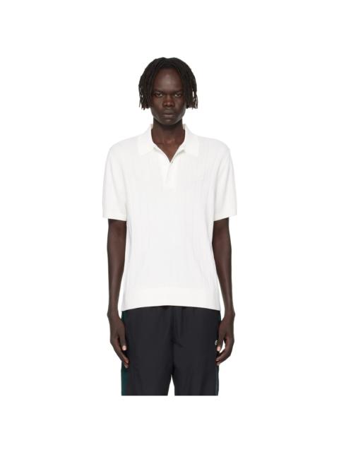 LACOSTE White Fluid Ribbed Knit Polo