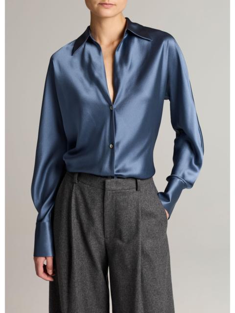 Vince Silk Bias Long-Sleeve Blouse