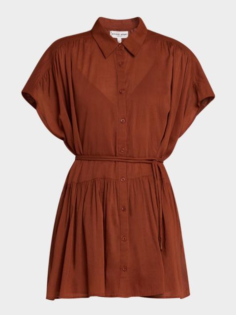 APIECE APART Agnezca Organic Cotton Voile Mini Shirtdress