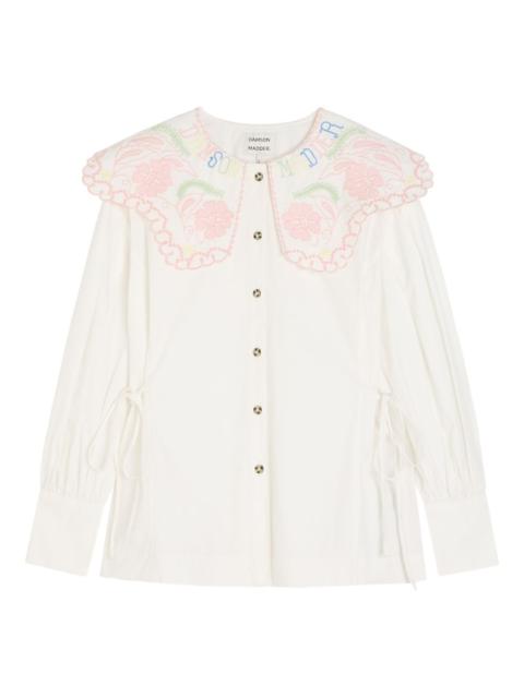 DAMSON MADDER. floral-embroidered scalloped collar blouse