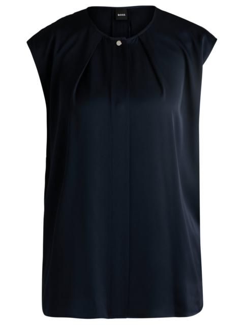 BOSS FITTED SLEEVELESS BLOUSE IN STRETCH SILK WITH CONCEALED PLACKET
