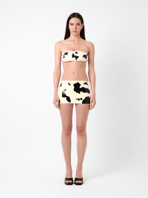 POSTER GIRL BRONCO LATEX MINI SKIRT BLACK & WHITE COW PRINT