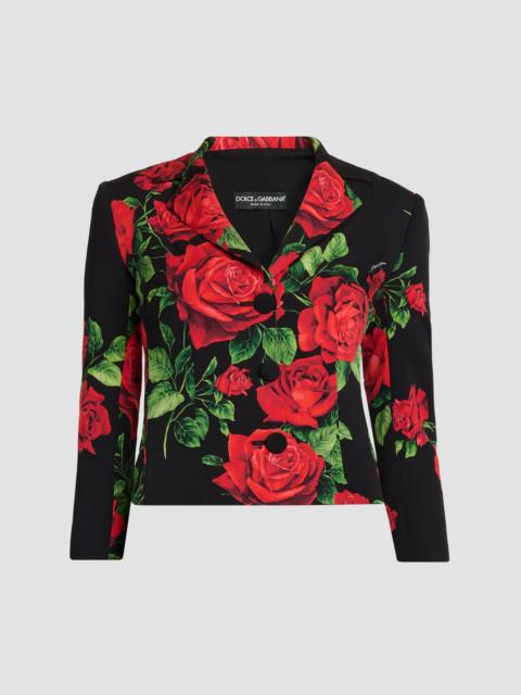 Dolce & Gabbana Women's Floral Stretch-Silk Single-Breasted Jacket - Rose Rosse Nero