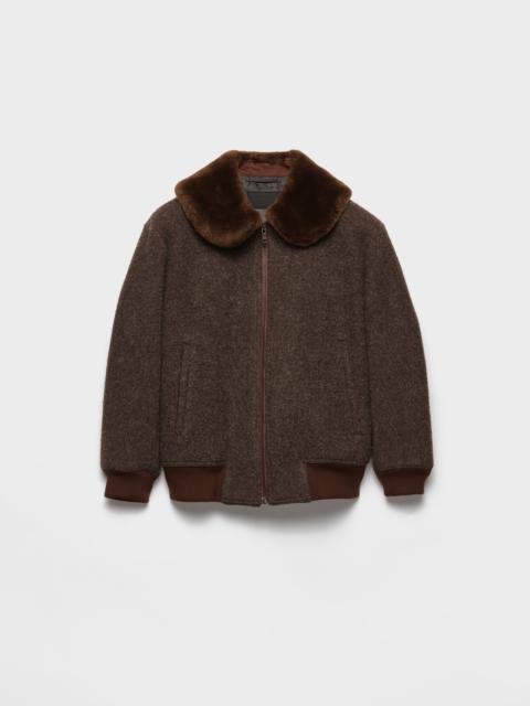 Prada Wool blouson jacket with shearling collar