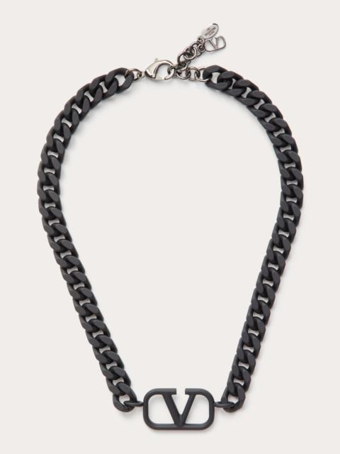 Valentino VLOGO SIGNATURE METAL NECKLACE WITH RUBBER-EFFECT FINISH