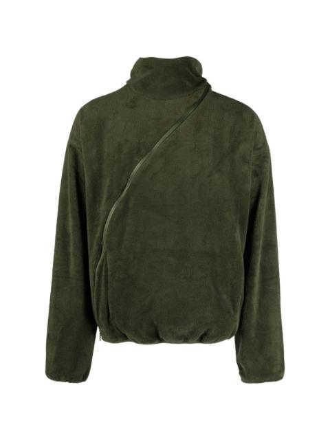 asymmetric-zip fleece hoodie