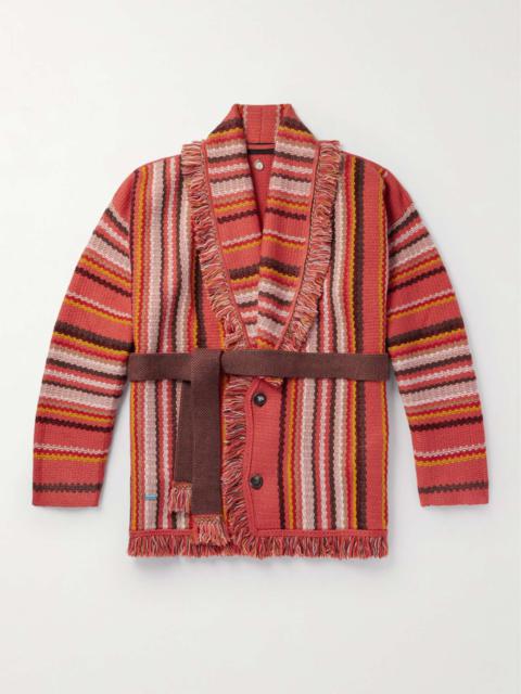 Alanui Ushuaia Stories Baja Striped Fringed Wool Cardigan