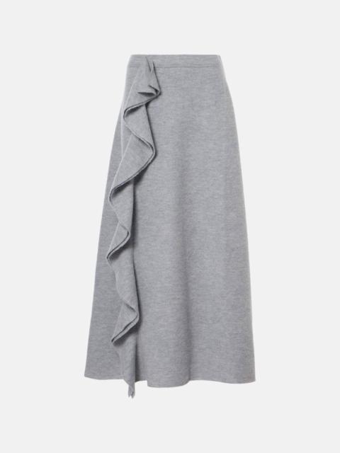 Mireya ruffled wool felt maxi skirt