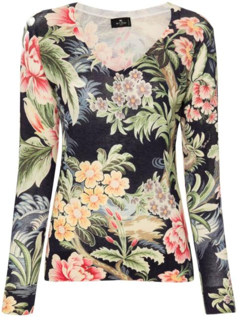 Etro floral-print knitted jumper