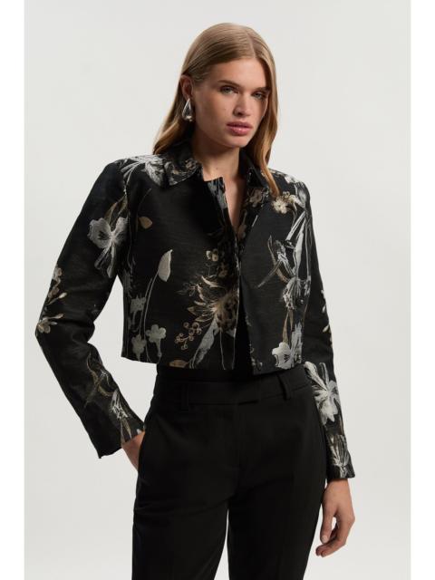 KAREN MILLEN Floral Jacquard Tailored Jacket