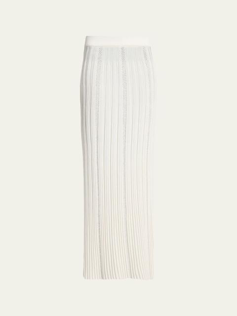 Pleated Knit Maxi Skirt