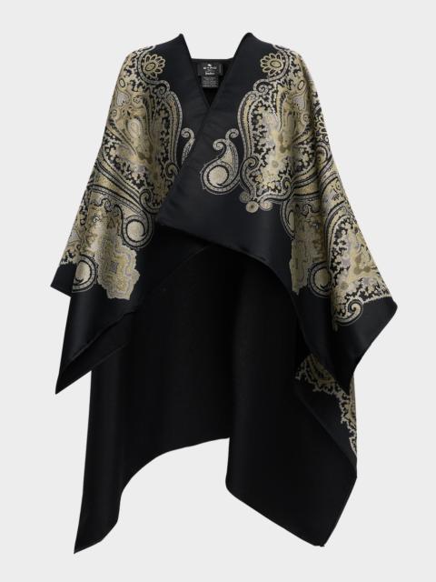 Etro Wool-Blend Paisley Jacquard Cape