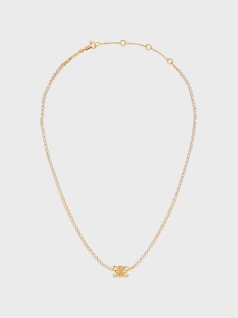 CELINE Triomphe Sparkle Necklace in Brass with Gold Finish and Strass